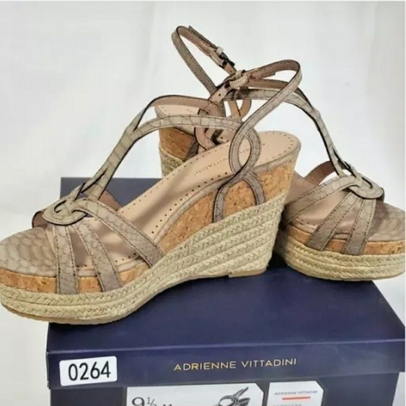 Adrienne Vittadini Wedge espadrille platform Sandals 9.5M Beige Taupe - Picture 7 of 7